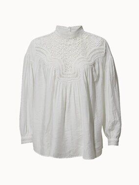 White Lace Blouse | Romantic Boho Spring Top | M